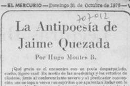 La antipoesía de Jaime Quezada La antipoesía de Jaime Quezada