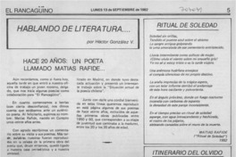 Hace 20 años: un poeta llamado Matías Rafide Hace 20 años: un poeta llamado Matías Rafide