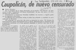 Caupolicán, de nuevo censurado Caupolicán, de nuevo censurado