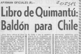 Libro de Quimantú, baldón para Chile. Libro de Quimantú, baldón para Chile.