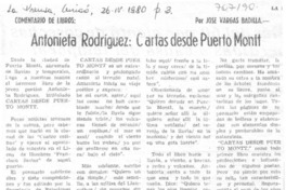 Antonieta Rodríguez: cartas desde Puerto Montt Antonieta Rodríguez: cartas desde Puerto Montt