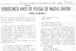 Vienticinco años de poesía de Matías Rafide Vienticinco años de poesía de Matías Rafide