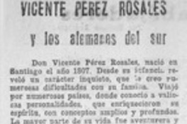 Vicente Pérez Rosales y los alemanes del sur Vicente Pérez Rosales y los alemanes del sur