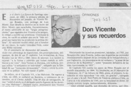 Don Vicente y sus recuerdos Don Vicente y sus recuerdos