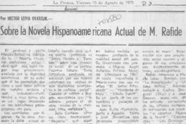 Sobre la novela hispanoamericana actual de M. Rafide Sobre la novela hispanoamericana actual de M. Rafide