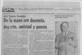 De la mano con docencia, deporte, amistad y poesía De la mano con docencia, deporte, amistad y poesía