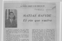 Matías Rafide el río que vuelve Matías Rafide el río que vuelve