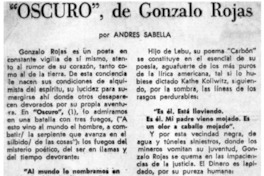 Oscuro", de Gonzalo Rojas Oscuro", de Gonzalo Rojas