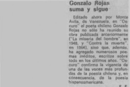Gonzalo Rojas suma y sigue Gonzalo Rojas suma y sigue