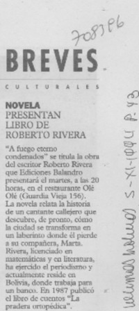 Presentan libro de Roberto Rivera.