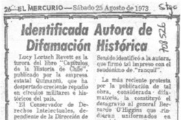 Identificada autora de difamación histórica. Identificada autora de difamación histórica.