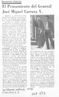 El pensamiento del general José Miguel Carrera V. El pensamiento del general José Miguel Carrera V.