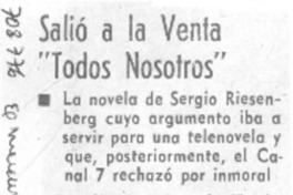 Salió a la venta "Todos Nosotros". Salió a la venta "Todos Nosotros".