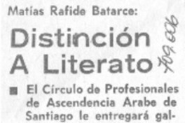 Distinción a literato Distinción a literato