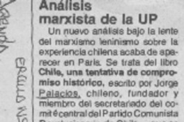 Análisis marxista de la UP. Análisis marxista de la UP.