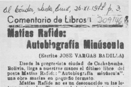 Matías Rafide: Autobiografía minúscula Matías Rafide: Autobiografía minúscula