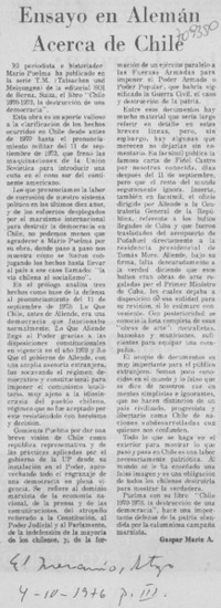 Ensayo en alemán acerca de Chile
