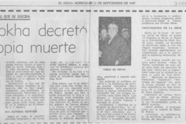 De Rokha decretó su propia muerte. De Rokha decretó su propia muerte.
