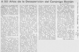A 50 años de la desaparición del canónigo Román A 50 años de la desaparición del canónigo Román