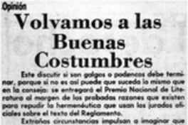 Volvamos a las buenas costumbres Volvamos a las buenas costumbres