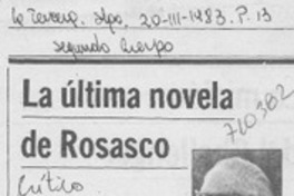 La última novela de Rosasco La última novela de Rosasco