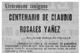 Centenario de Claudio Rosales Yañez Centenario de Claudio Rosales Yañez