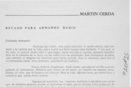 Recado para Armando Rubio Recado para Armando Rubio