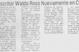 Escritor Waldo Ross nuevamente en Chile. Escritor Waldo Ross nuevamente en Chile.