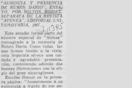 Ausencia y presencia de Rubén Darío" Ausencia y presencia de Rubén Darío"
