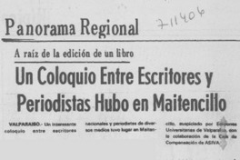 Un coloquio entre escritores y periodistas hubo en Maitencillo. Un coloquio entre escritores y periodistas hubo en Maitencillo.