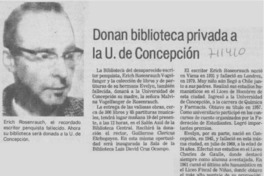Donan biblioteca privada a la U. de Concepción. Donan biblioteca privada a la U. de Concepción.