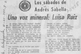 Una voz mineral: Luisa Ruiz Una voz mineral: Luisa Ruiz