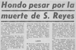 Hondo pesar por la muerte de S. Reyes.