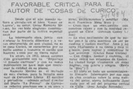 Favorable crítica para el autor de "Cosas de Curicó" Favorable crítica para el autor de "Cosas de Curicó"