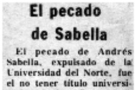 El pecado de Sabella. El pecado de Sabella.