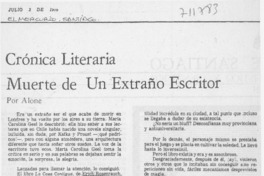 Crónica literaria muerte de un extraño escritor Crónica literaria muerte de un extraño escritor