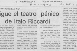 Sigue el teatro pánico de Italo Riccardi. Sigue el teatro pánico de Italo Riccardi.
