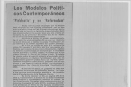 Los modelos políticos contemporáneos. Los modelos políticos contemporáneos.