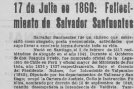 17 de julio de 1860: fallecimiento de Salvador Sanfuentes 17 de julio de 1860: fallecimiento de Salvador Sanfuentes