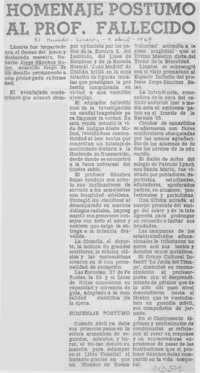 Homenaje postumo al prof. fallecido. Homenaje postumo al prof. fallecido.