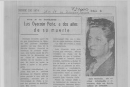 Luis Oyarzún Peña, a dos años de su muerte Luis Oyarzún Peña, a dos años de su muerte