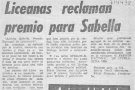 Liceanas reclaman premio para Sabella. Liceanas reclaman premio para Sabella.