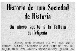Historia de una sociedad de historia Historia de una sociedad de historia