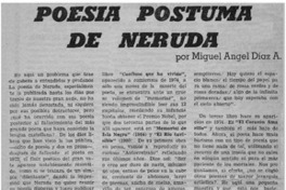 Poesía póstuma de Neruda Poesía póstuma de Neruda