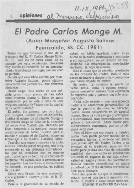 El padre Carlos Monge M. [artículo] Enrique Skinner. - Biblioteca Nacional  Digital de Chile