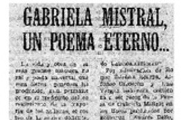Gabriela Mistral, un poema eterno... Gabriela Mistral, un poema eterno...