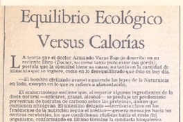 Equilibrio ecológico versus calorías.