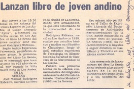 Lanzan libro de joven andino. Lanzan libro de joven andino.