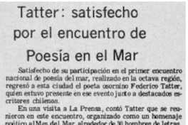 Tatter: satisfecho por el encuentro de poesía del mar. Tatter: satisfecho por el encuentro de poesía del mar.