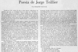 Poesía de Jorge Teillier Poesía de Jorge Teillier